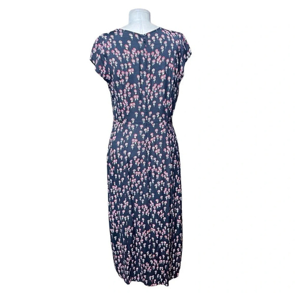 Free People Corrie Split Hem Ditsy Floral Print Midi Dress Black Red Size 6 - Picture 8 of 9